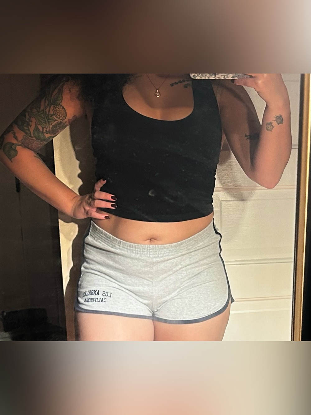 Brandy Melville Gray Shorts with Navy Trim